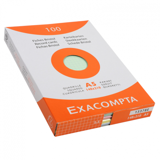 Exacompta Karteikarte 13378E A5 kariert sort. 100St., - 145003099