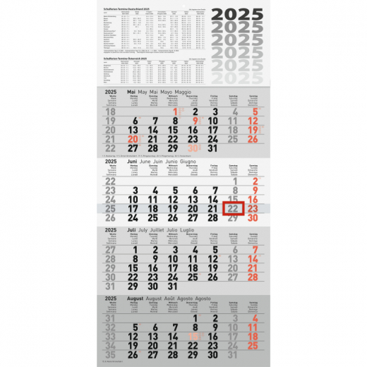 rido/ide Wandkalender 7033420005 33x63,5cm gr 4M/1S,