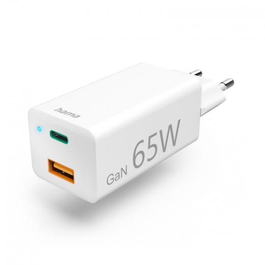 Hama Ladegerät 00125130 USB-C PD & USB-A 65W weiß,