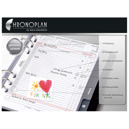 Chronoplan Tagesplan 50225 148,5x210mm 1T/1S, - 491618