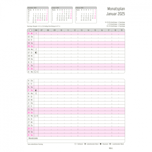 Chronoplan Brieftaschenplaner 50265 148x21mm 1M/1S, - 491622