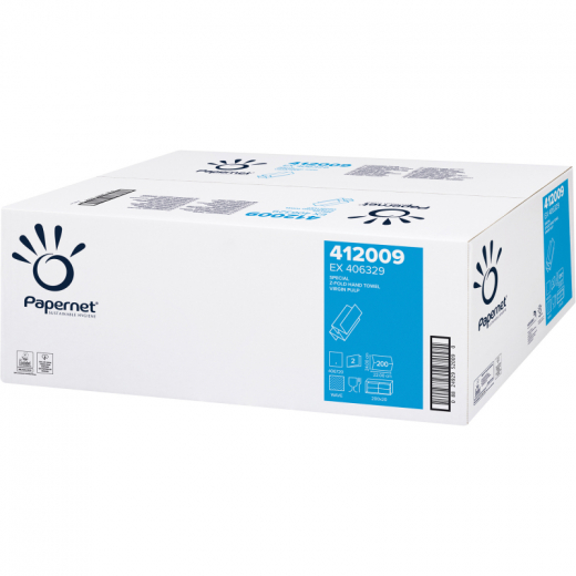 Papernet Papierhandtuch 412009 2lg. Z 22x24cm ws 20x200 Bl./Pack., - 446223501