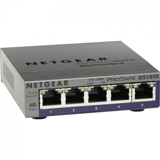 NETGEAR Switch GS105E-200PES 5-Port Gigabit Plus Etherne,