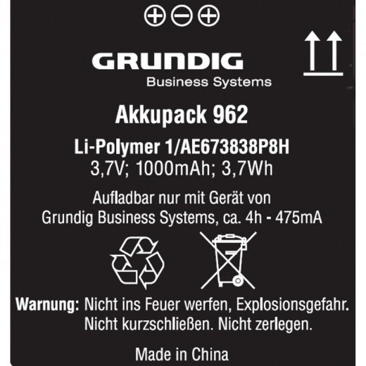 Grundig Akku 962 für Digta 7-Serie gcm9620, - 721004200