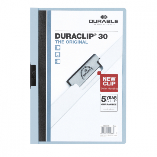 DURABLE Klemmmappe DURACLIP 30 220006 DIN A4 Hartfolie blau, - DUR2200HBL