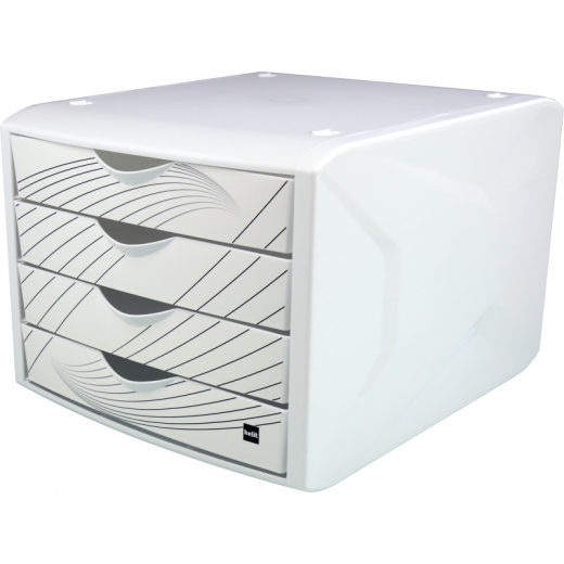 Helit Schubladenbox Chameleon H6129505 4Schübe A4/C4 white queen,