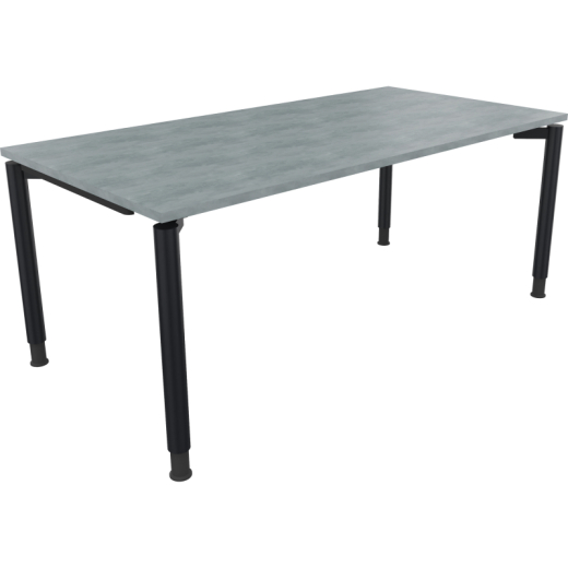 Schreibtisch Vierfuß Rundrohr B1800xT900xH680-820 an/Beton hell, - 810041583
