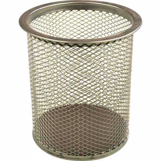 helit Stifteköcher Mesh H2518100 9x10cm rund 1Fach Metall silber, - 5170463