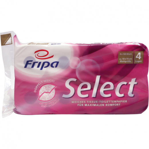 Fripa Toilettenpapier Select 1040801 4-lagig weiß 8 Rl./Pack., - 165273