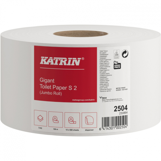 Katrin Toilettenpapier 2504 Classic Gigant S2 2lg. 150m ws 12 Rl./Pack., - 446000001