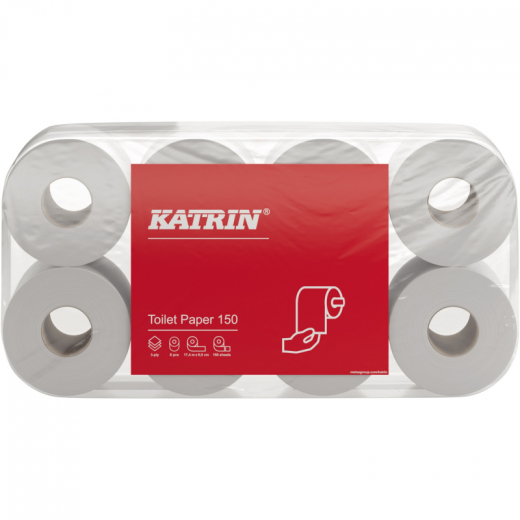 Katrin Toilettenpapier 150 40414 3lg. 150Bl. weiß 8 Rl./Pack., - 446015000