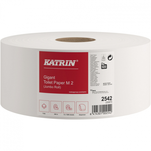 Katrin Toilettenpapier Gigant M2 2542 weiß 1.200Blatt 6 Ro./Pack., - 446020201