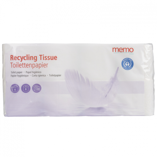 memo Toilettenpapier Recycling Tissue H3456 4lg. 130Bl. 8Rl.,