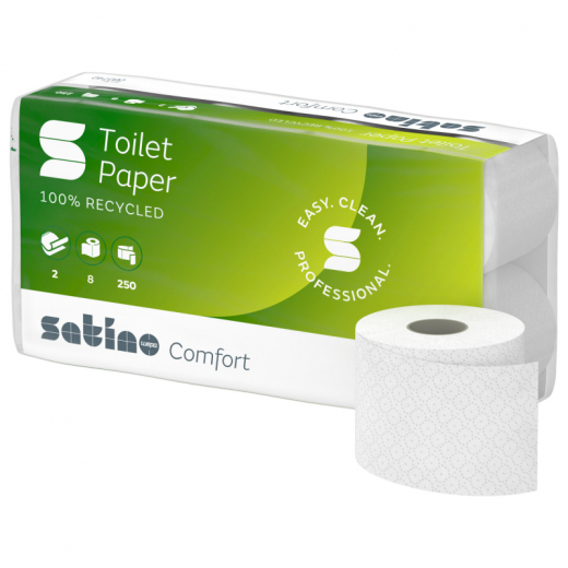 Satino Toilettenpapier Comfort 060740 2lg hw 250Bl. RC 8 St./Pack., - 446225000