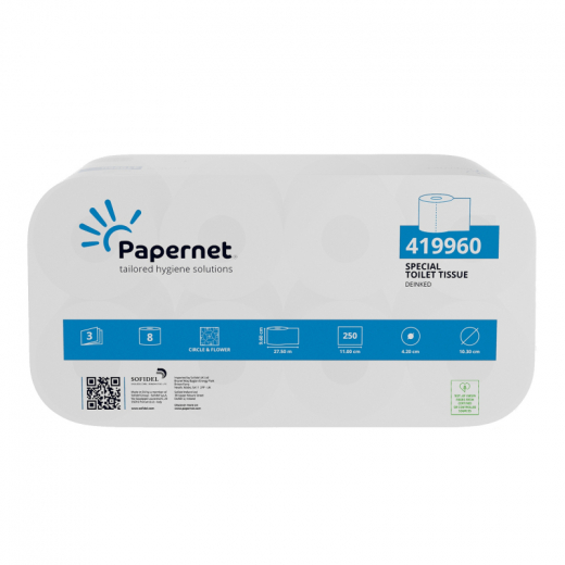 Papernet Toilettenpapier Special 419960 3lg. 250Bl. ws 8Rl., - 446231001