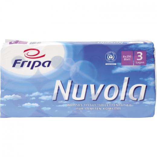 Fripa Toilettenpapier Nuvola 1200801 3lagig weiß 8 Rl./Pack., - FRI1200801