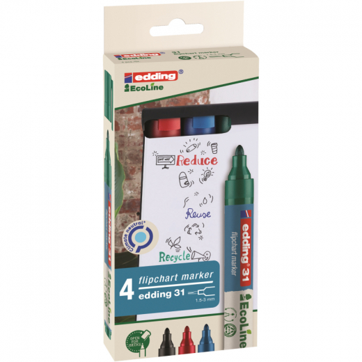 edding Flipchartmarker 31 EcoLine 4-31-4 1,5-3mm sortiert 4 St./Pack.,