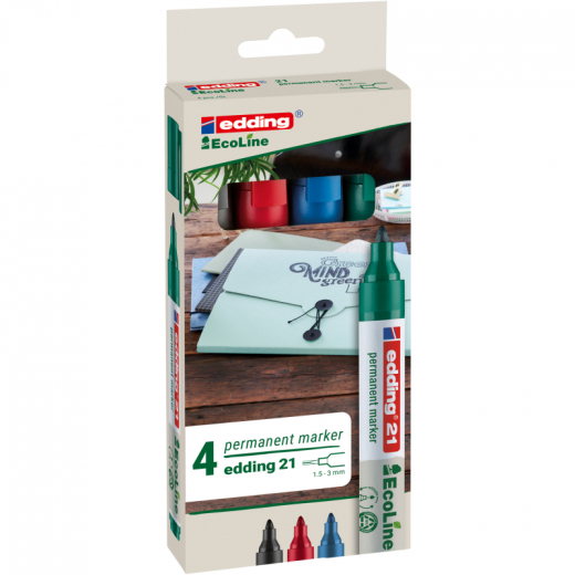 edding Permanentmarker 21 EcoLine 4-21-4 1,5-3 mm 4 St./Pack.,