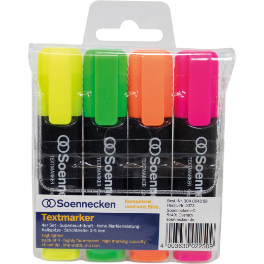 Soennecken Textmarker 3373 sortiert 4 St./Pack., - 304064299