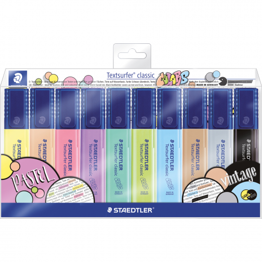 STAEDTLER Textmarker classic colors 364 CWP10 1-5mm sort. 10 St./Pack., - 304224599