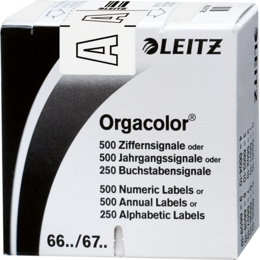 Leitz Buchstabensignal Orgacolor 66101000 A weiß 250 St./Pack., - LEI66101000