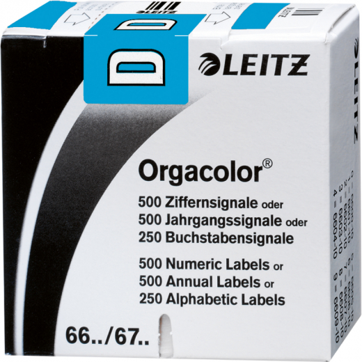 Leitz Buchstabensignal Orgacolor 66131000 D blau 250 St./Pack., - LEI66131000