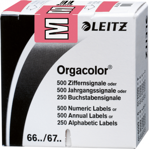 Leitz Buchstabensignal Orgacolor 66221000 M rosa 250 St./Pack., - LEI66221000