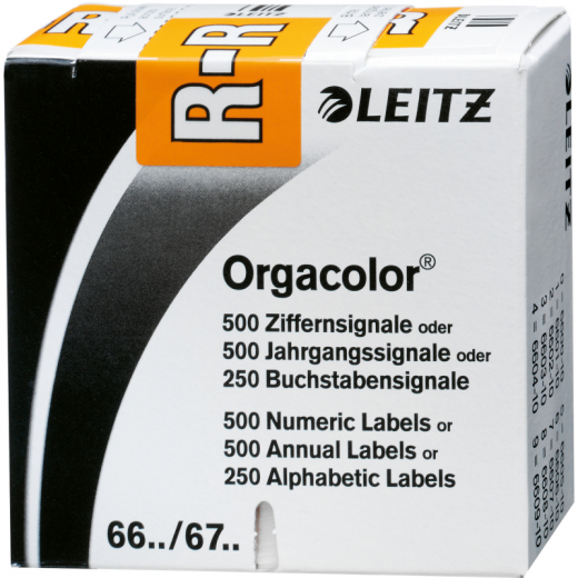 Leitz Buchstabensignal Orgacolor 66271000 R orange 250 St./Pack., - LEI66271000