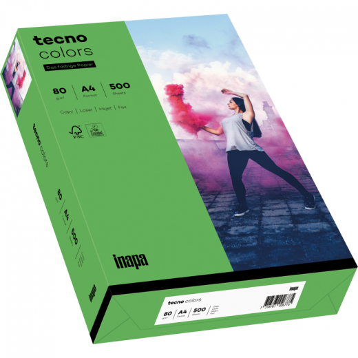 inapa tecno Kopierpapier Colors 2100011403 A4 80g int.grün 500Bl., - 8015048