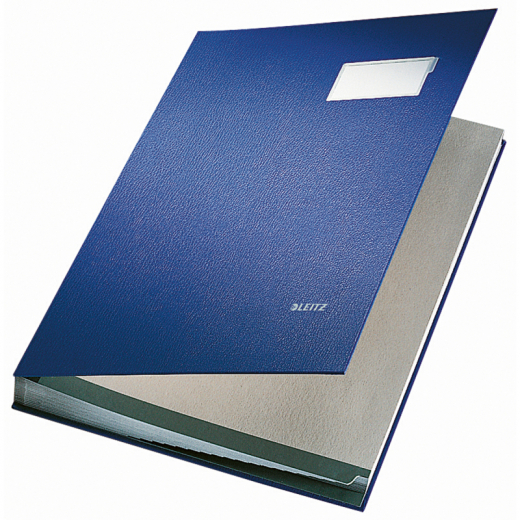 Leitz Unterschriftsmappe 57000035 DIN A4 20Fächer Graupappe blau, - LEI5700BL