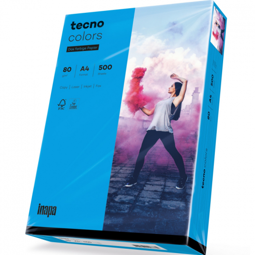 inapa tecno Kopierpapier Colors 2100011372 A4 160g int.blau 250Bl., - 8015072