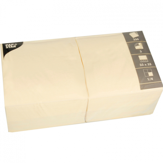 PAPSTAR Serviette 12478 33x33cm 3lagig creme 250 St./Pack.,