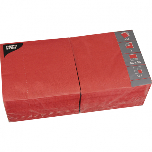 PAPSTAR Serviette 12483 33x33cm 3lagig rot 250 St./Pack., - PAS12483