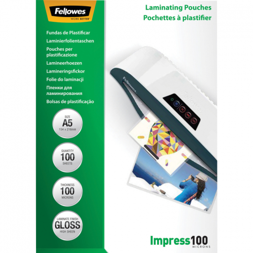 Fellowes Laminierfolie Impress 100 5351002 DIN A5 tr 100 St./Pack., - 5453510