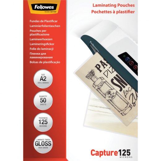 Fellowes Laminierfolie Capture 125 5309302 DIN A2 125mic 50 St./Pack., - FEL5309302