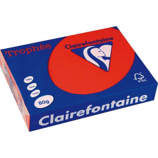 Clairefontaine Kopierpapier 8175C A4 80g korallenrot 500 Bl./Pack.,