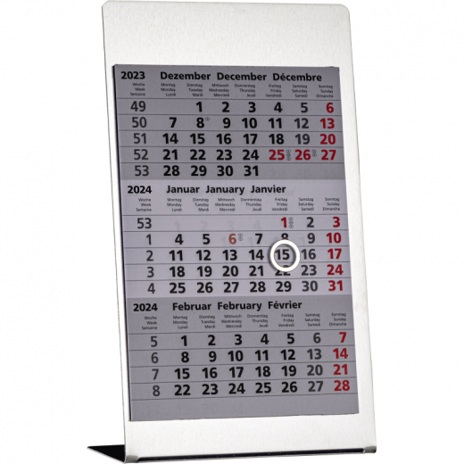 GÜSS Tischkalender 77000 10,5x18cm Edelstahl 3M/1S, - 382270