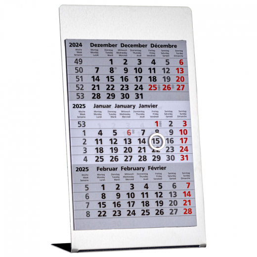 GÜSS Tischkalender 77000 10,5x18cm Edelstahl 3M/1S,