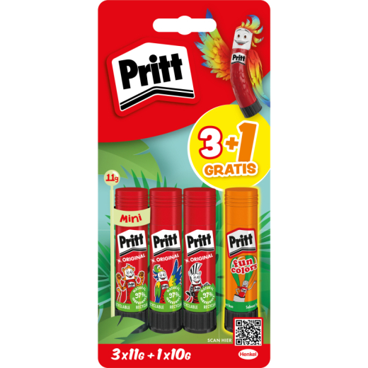 Pritt Klebestift PBS4B 3x11/1x10g, - 619380