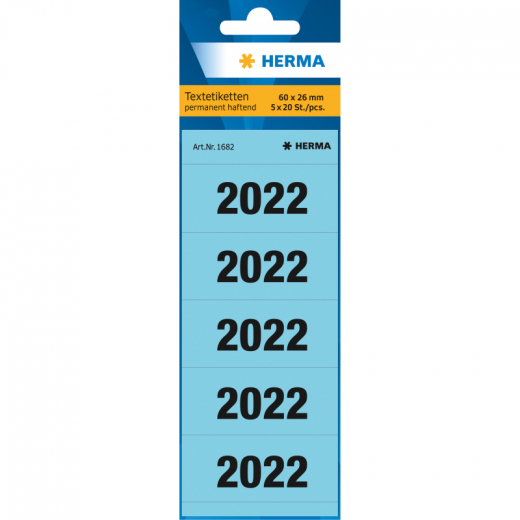 HERMA Jahresschild 2022 1682 blau 100 St./Pack., - HER1682