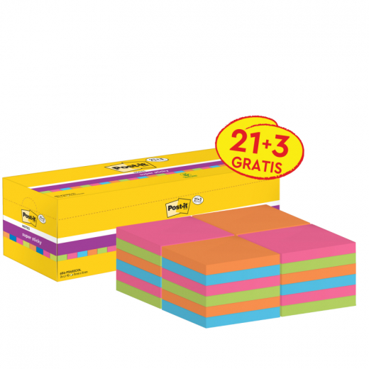 Post-it Haftnotiz Super Sticky  Notes Promo 654SE24P 76x76mm sort,