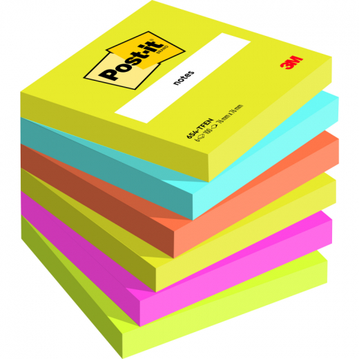 Post-it Haftnotiz Notes  Energetic 654-TFEN 76x76mm 6x100Bl, - 111011799