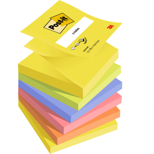 Post-it Haftnotiz Z-Notes  76x76mm 100Bl neon sort 6St, - 111012299