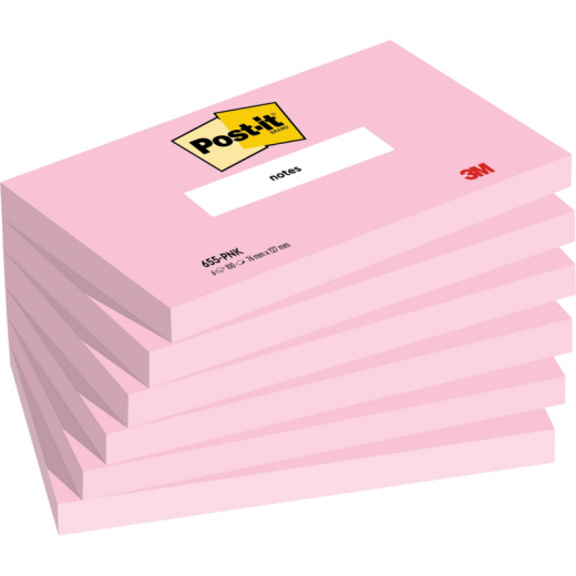 Post-it Haftnotiz Notes 655-PNK 127x76mm flamingopink 6St, - 111018036