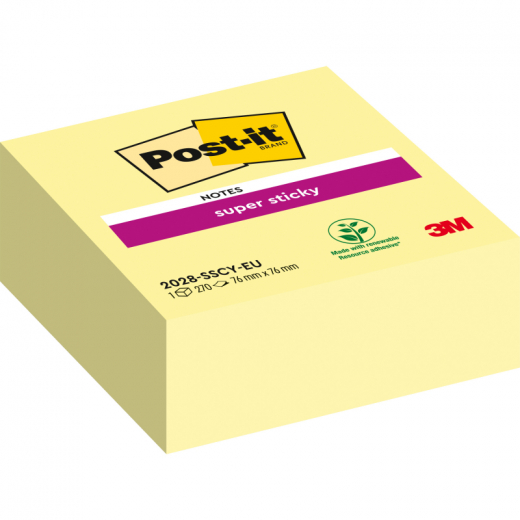 Post-it Haftnotiz Super Sticky  Würfel 2028-SCY 76x76mm ge, - 111211610