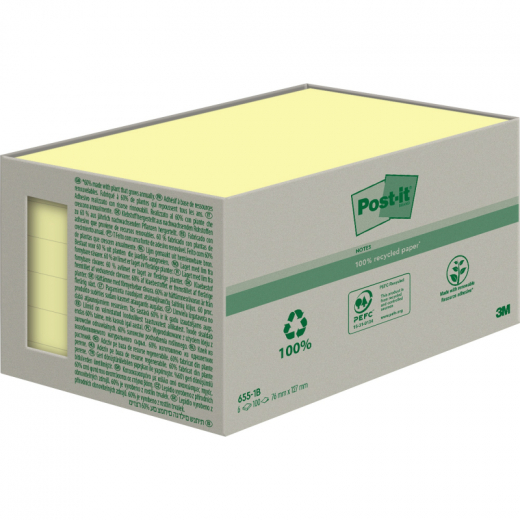 Post-it Haftnotiz Recycling  Notes 655-1B 127x76mm ge 6x100Bl,