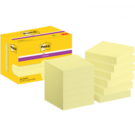 Post-it Haftnotiz Super Sticky  622-12SSCY 47,6x47,6mm ge 12x90Bl, - 111670610