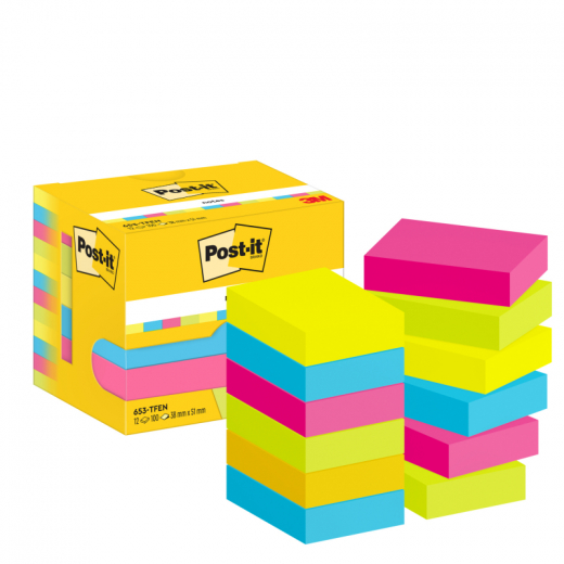 Post-it Haftnotiz Notes Energetic 653 TFEN 38x51mm sort 12x100Bl, - 111671992