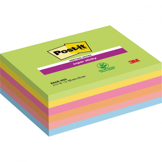 Post-it Haftnotiz Super Sticky  8645-6SS-EU 203x152mm sort. 6x45Bl., - 481530