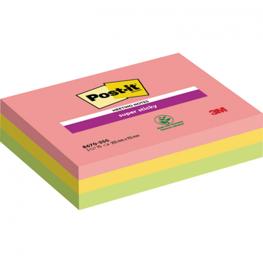 Post-it Haftnotiz Super Sticky MeetNotes 8670-3SS-EU 203x152mm 3St, - 481531